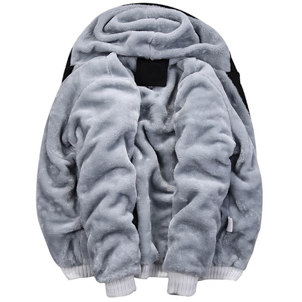 Mænds Fleece Tracksuit Sæt Sport Hoody Hoodie Top Bukser Bukser Lysegrå Light Grey M