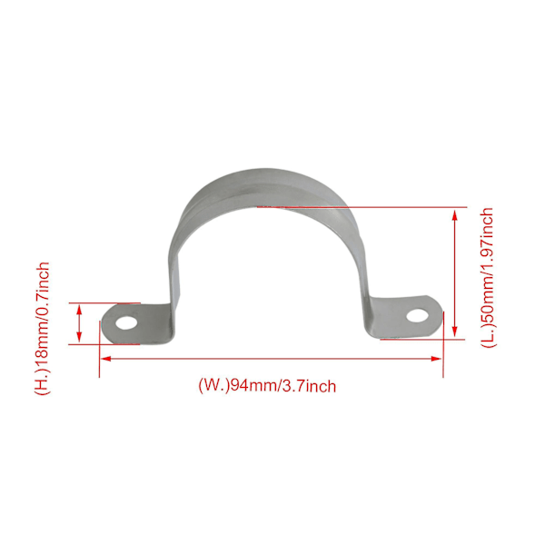 10 kpl U-muotoisia putkiklemmareita ruostumattomasta teräksestä Putkiklemmarit 50 mm korkeus