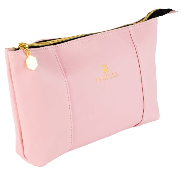 Prisvärd rosa necessär för smink till henne i veganskt läder rosa 23x16.5x6 cm