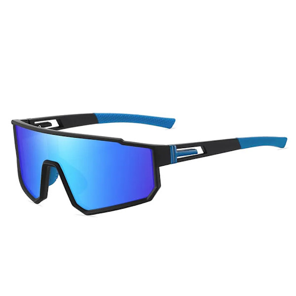 Nye udendørs overdimensionerede løbe-cykelbriller til mænd og kvinder, engros polariserede sportssolbriller C2 Black Frame Ice Blue Sheet