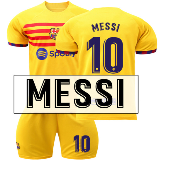 2022-23 Barcelona tre borta gul nr 9 Lewandowski 6 Gavi fotbollsdräkt Catalonia elements tröja Messi No.10,Barcelona ,three away #18