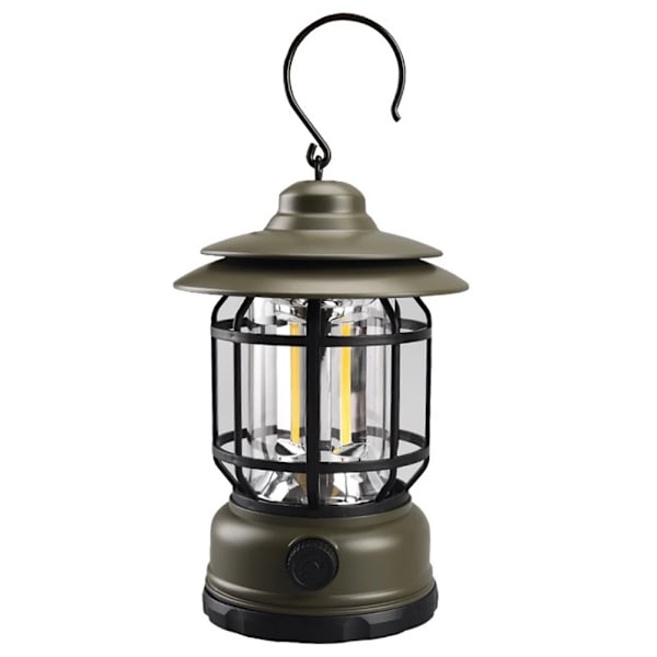 LED camping lanterne hængende teltlampe Retro bærbar lampe Army grøn Army green rechargeable type