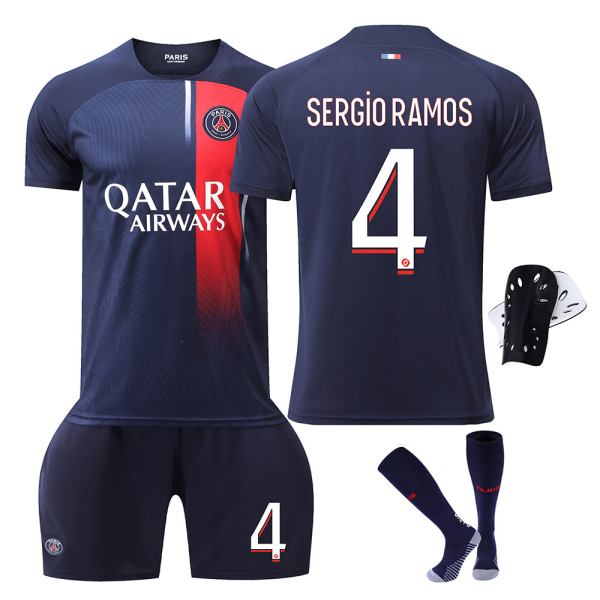 23-24 Pariisin kotipaita jalkapallopaita nro 30 Messi 7 Mbappe 10 Neymar 99 Donnarumma uusi paita Size 6 with socks and gear L