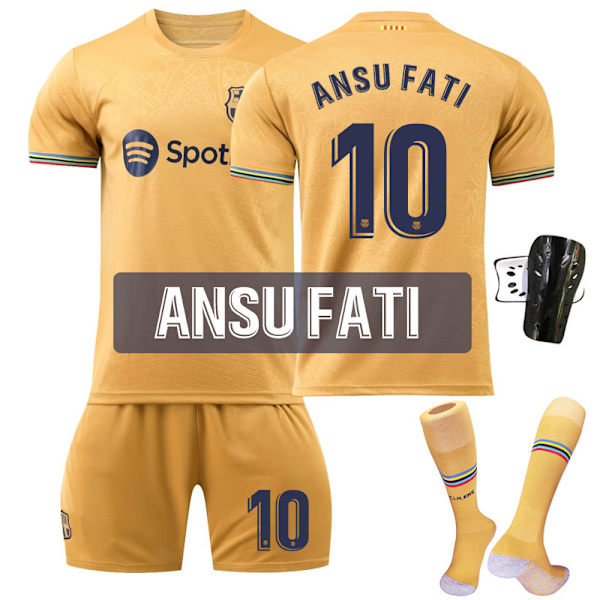 22-23 Barcelona jalkapallopaita Messi No. 10 No. 9 Lewandowski 8 Pedri 17 Aubameyang paita lasten puku No. 10 Fati + Socks & Gear Children's 24 code