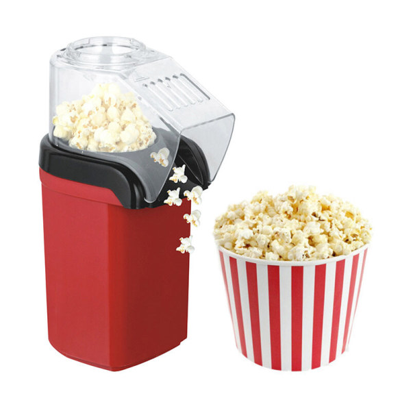 POP'N'CORN - Popcorn-kone 1100W, Kuumalla ilmalla kypsennys, Valmis 3 minuutissa, Virtakytkinvalo, Punainen