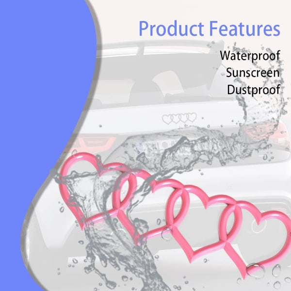Auton tunnukset auton ulkopintaan, 3D-tarra, sopii (pinkki) Audi A3 A4 A5 A6 A8 TT R8 Q3 Q5 Q7 -malleihin