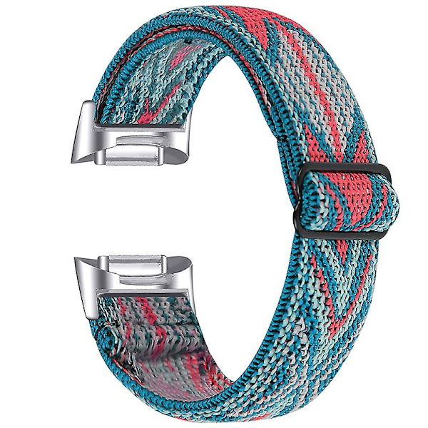 Elastisk nylonrem med justerbart spænde flettet urrem til Fitbit Charge 6/5 - 14# [DM] Multicolo Multicolored Style L Fitbit Charge 6