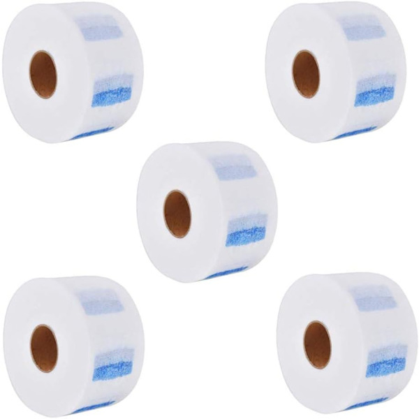 5 rullaa kertakäyttöistä kaulapaperia kampaajalle tai kotikäyttöön