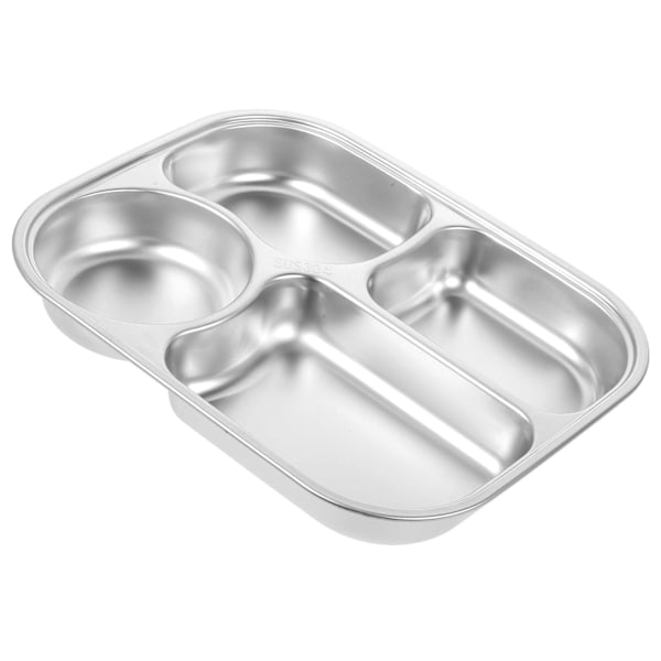 Mad opdelt tallerken Rustfrit stål madbakke 4-delt kontrol tallerken rektangulær madbakke