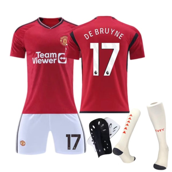 Manchester United hemmatröja nr. 10 Rashford fotbollsdräkt för vuxna för barn No. 17 socks + protective gear 20