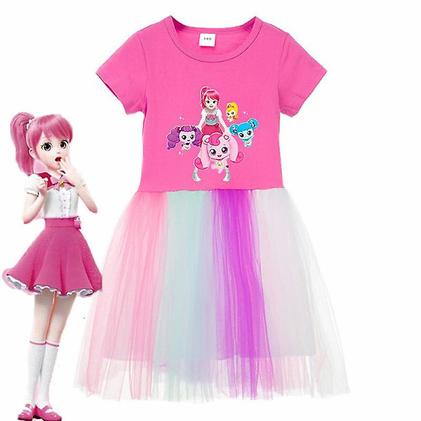 Flickors Sommarklänning Hjärtats Ping Prinsessklänning Anime Cosplay Kostymer Födelsedagsfest Flickkläder Sport Plisserad Kjol W1469-Lila W1469 purple 130(6T)