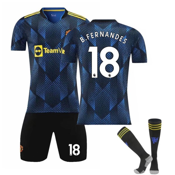 21-22 Second Away Royal Blå Fotballdrakt Barn Voksen Dress Primær og Sekundær Skoleelever Treningsdrakt Nr. 7 Stjerne Size 18 with socks 18#