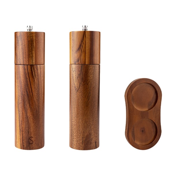 Wooden salt and pepper set, 8 inch manual salt and pepper