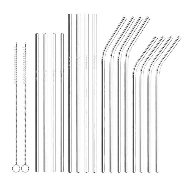 Ruostumattomasta teräksestä valmistetut pillit Uudelleenkäytettävät pillit. Uudelleenkäytettävät pillit. Metallipillit. Metallipillit. Puhdistusharjat 18 kpl (FQ)