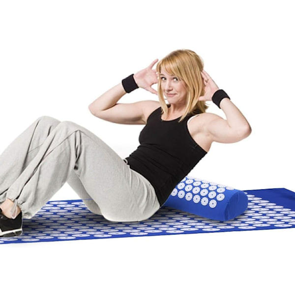 Massager pude akupressur måtte lindrer stress smerter akupunktur massage pude søm yoga måtte med pude (blå)