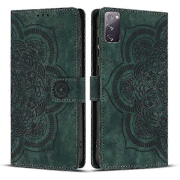 Frostat Läderfodral för Mandala Emed Retro Telefon Grön(FQ) Green For Samsung Galaxy S20 FE