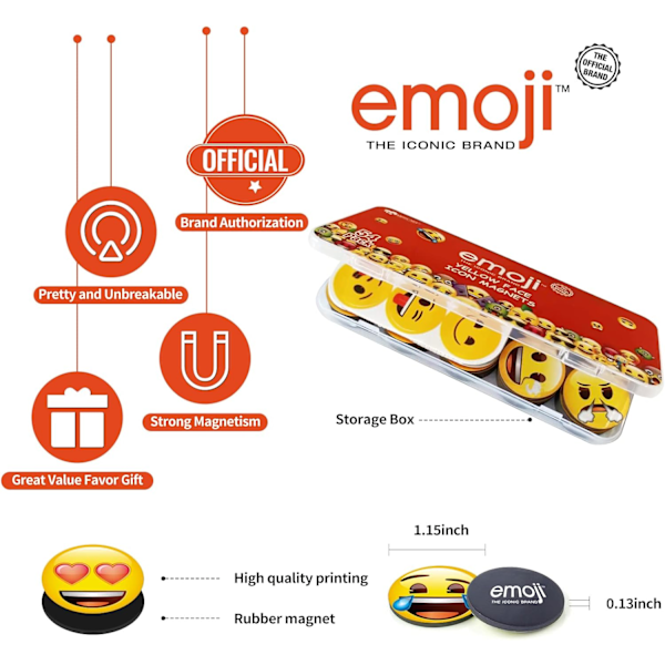 12 stk Emoji kjøleskapsmagneter for skap Whiteboard dekorative magneter - søte og morsomme magneter for skole hjem kjøkken kontor gaver til venn