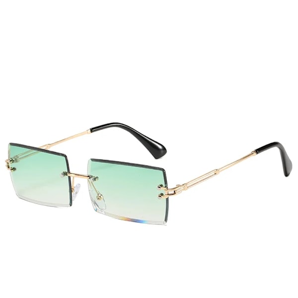 Metallramme Transparent Rimeløs Kvadratisk Rammeløs Solbriller Vintage 90-tallet tilpasset logo unisex Small Rectangle rimless solbriller C11 In stock