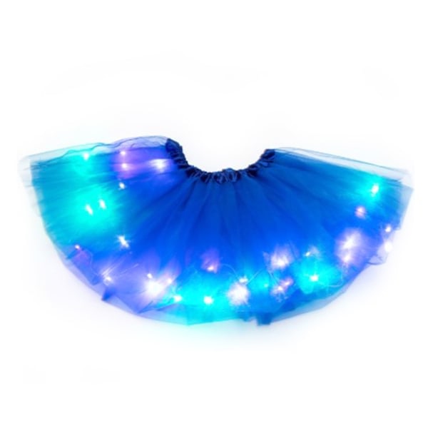 Kids Girls LED Light Up Ballet dDance Tulle Tutu Skirt Blue