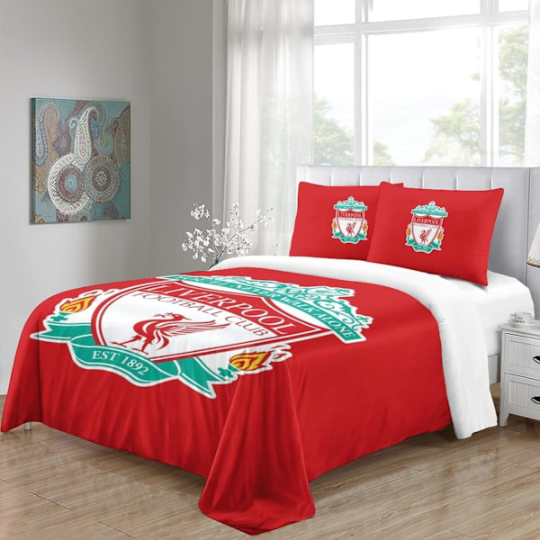 Liverpool Signature 3-delt sengetøjssæt med vendbart betræk i blød børstet mikrofiber og matchende pudebetræk (berømt fodboldhold Kings)