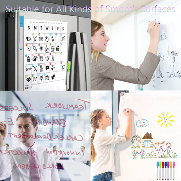 Whiteboard-pennor - 8 färger magnetiska whiteboard-pennor och suddgummi-set - Fin spets torr radera whiteboard-pennor för släta ytor
