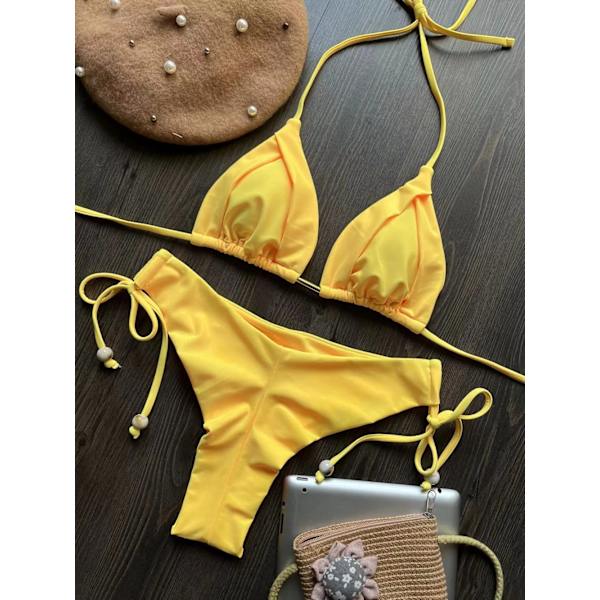 2023 Uusi Seksi Kolmio Uimapuku Naisille Brasilialainen Bikini Halter Uima-asu Push Up Uimapuku Metalliketjusetti CS03