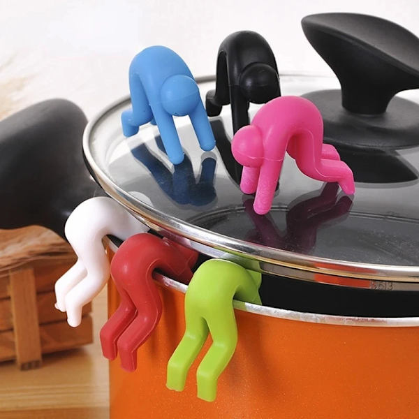 Silikonstöd Pan Pot Pot Lock Lock Anti-Overflow Pot Clip Kitc Blue