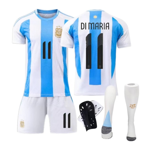 Argentinas hjemmebanetrøje til America's Cup - Messi nr. 10 Di Maria nr. 11 - Børne- og voksenstørrelser No socks size 10 M
