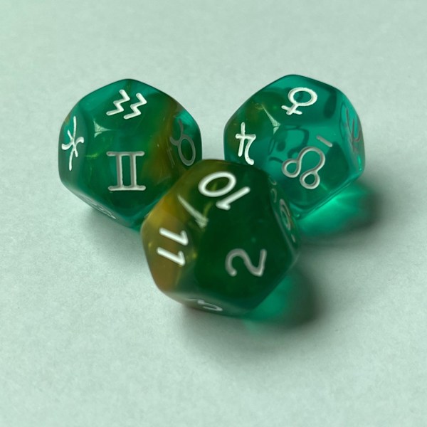 3x/ Set 12-sidiga astrologiska tärningar - akryl konstellations tärningar - flerfärgade - akryl tärningar - för konstellations spådom 0.03 1