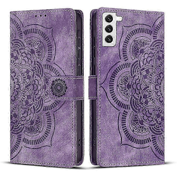 Frosted Læder Etui til Mandala Emed Retro Telefon Lilla(FQ) For Samsung Galaxy S21+ 5G Purple