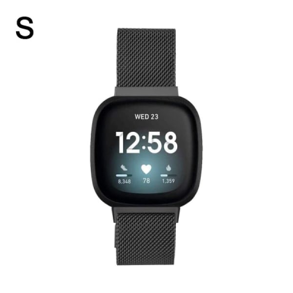 IC Fitbit Versa 3 / Sense rannekoru ruostumaton teräs Musta
