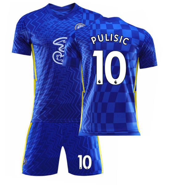 21-22 New Chelsea Home No. 9 Lukaku No. 10 Pulisic Jersey Set Gratis utskriftsnummer med strumpor Size 10 no ball socks 20#