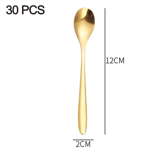 Teskje sett med 30, skjeer gull rustfritt stål, til middag,