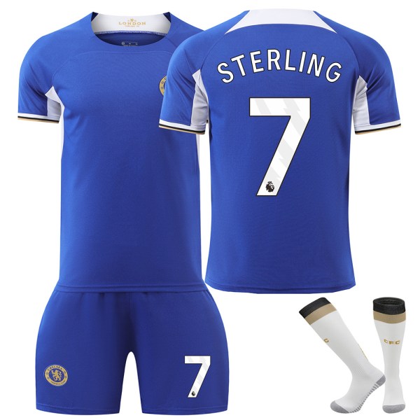 Säsongen 23-24 Chelsea hemma nr 8 Enzo 7 Sterling 6 Silva tröja vuxna barn män och kvinnor Size 7 with socks Size L