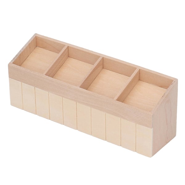 1:12 mittakaavan nukkekodin hedelmäteline miniatyyri näyttö DIY värjäys 4 ruudukon koivupuu nukkekodin hedelmä- ja vihanneshylly
