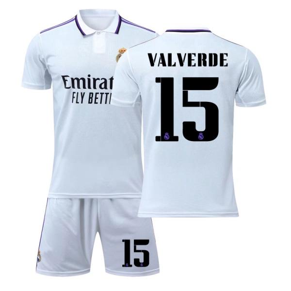 Nya 22-23 Real Madrid fotbollsdräkter herr nr 10 Modric nr 9 Benzema tröja tränings- och tävlingsdräkter för barn Size 15 + No Socks 16 size children
