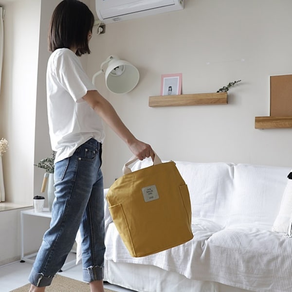 Canvasväska för kvinnor, shoppingväska för fritid och arbete yellow