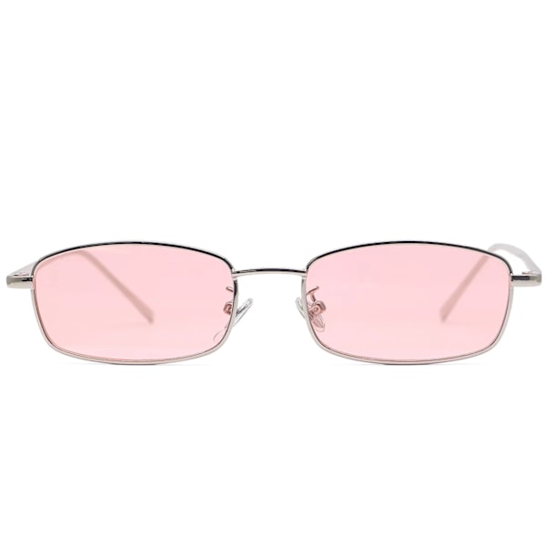 2024 Retro Pienet Aurinkolasit Kulta Metalli Kehys Suorakulmio Mukautettu Logo PC Aurinkolasit Tytöille Miehille Naisille Lentes De Sol UV400 Silver Pink