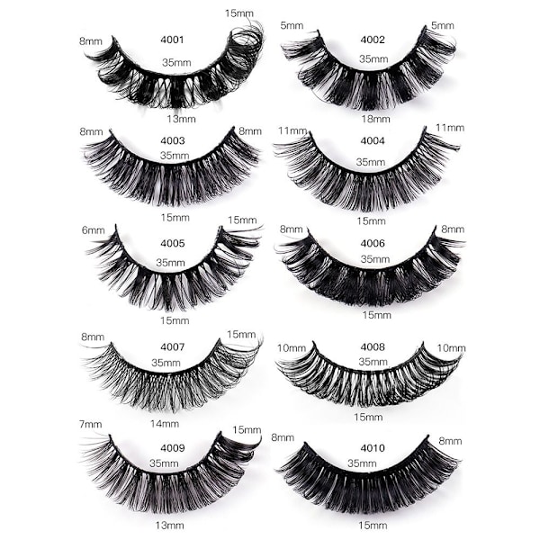 4 par lösögonfransar Ryska Strip Lashes 4010 4010 4010 4010