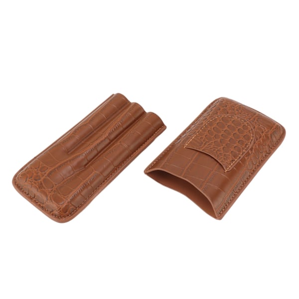 Etui i konstläder, bärbart, hållbart, elegant, 3-fingers cigarrlåda för resor, utomhus, affärer 79