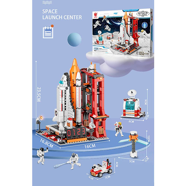 Rymdfärja Leksaksbyggset med Astronaut Minifigurer och Kontrolltorn Byggset