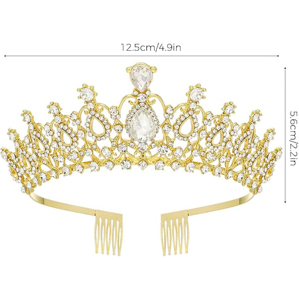 Tiara krystal krone med rhinsten kam, egnet til brudekrone, bryllup, galla, børns tiara, prinsessekrone