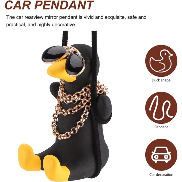 Auton lisävarusteet Swing Duck Swinging Duck Auton riipuskoriste Ihana Swinging Duck Auton riipus Siisti lentävä ankka aurinkolaseilla Auton taustapeili Black