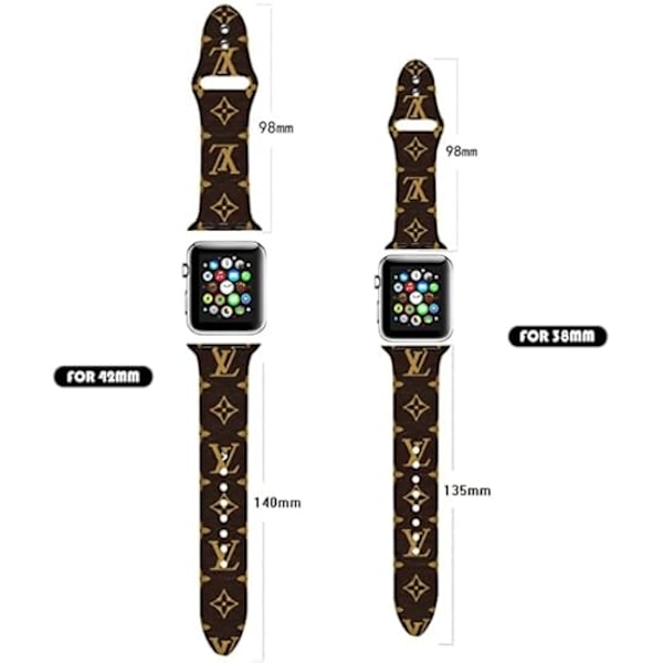 Klokkearmbåndet er kompatibelt med Apple Watch Band-serien 8 7 6 5 4 3 2 1 SE, et luksuriøst designer-klassisk logo retro mykt bånd 38/40/41mm