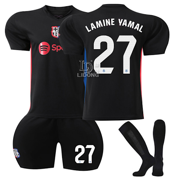 Barcelona LAMINE Yamal #27 Away Kit, 23-24 FCB Black Kids Adult Soccer Training Shirt, Christmas Gift, Birthday Gift 28