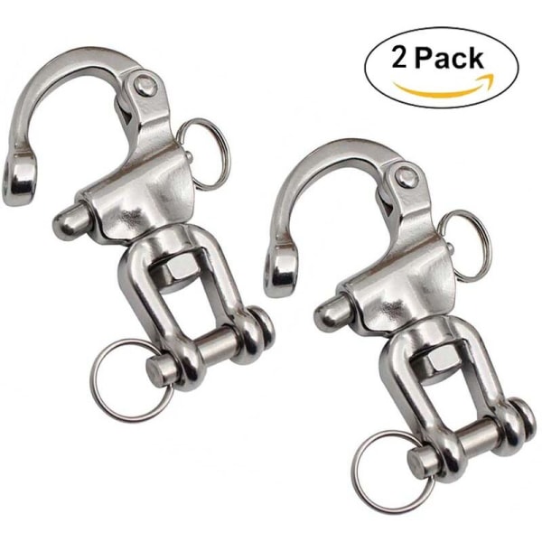 Svingbar Snap Hook 2-pakning Svingbar Snap Hook 316 Rustfritt Stål Hurtigkoblinger Hurtigkoblinger Snap Hooks for Seilbåter Drop Boat Tilbehør (70mm)
