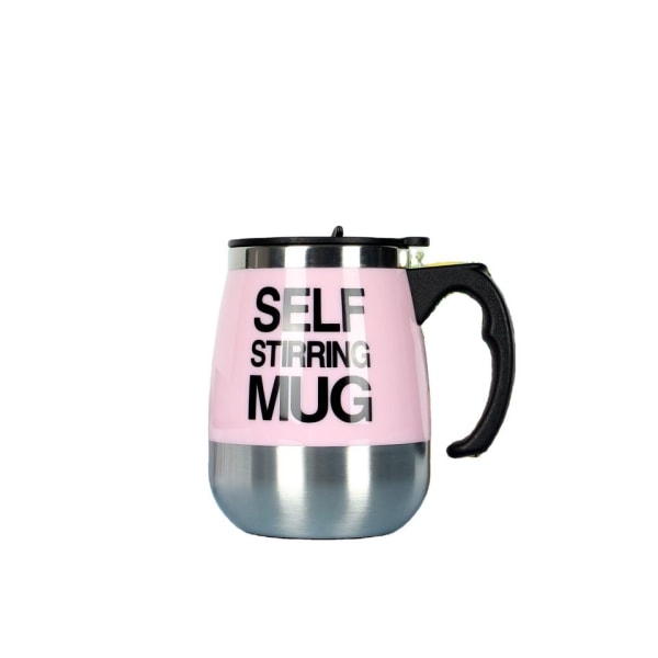 Självrörande mugg i rostfritt stål, automatisk självblandande mugg för kaffe/mjölk, mugg för kontor/kök/resor/hem (rosa)