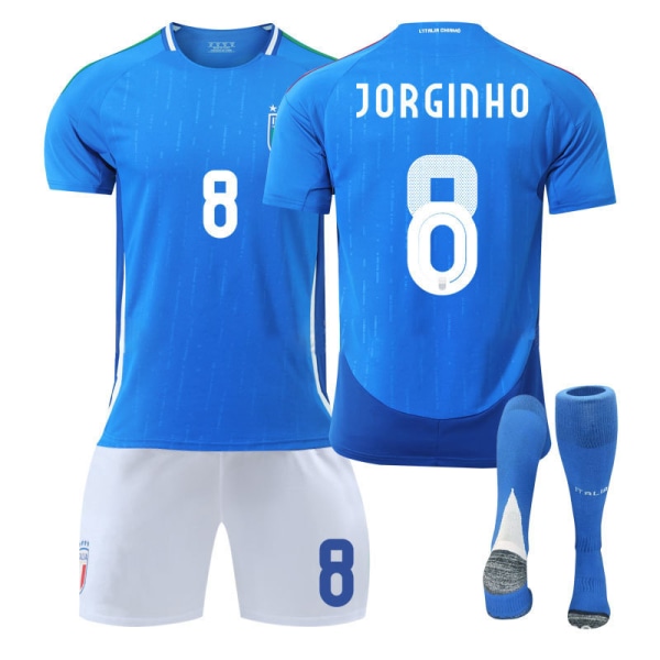 Italiens EM-tröja 2024 hem Chiesa vuxen barn träningsdräkt herr- och damfotbollsuniform Italy Home No. 18 + Socks & Gear 20