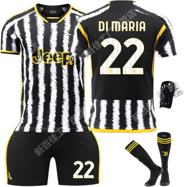 23-24 Juventus hemmafotbollsdräkt nytt set nr 9 Hove 22 Di Maria 10 Pogba 7 Chiesa No. 22 protective gear with socks XL