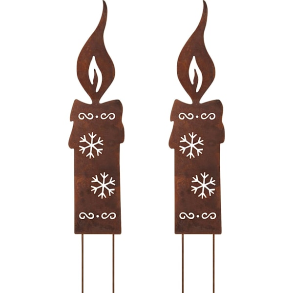 Set of 2 Flower Pot Snowflake Candle Inserts - Metal Garden Deco